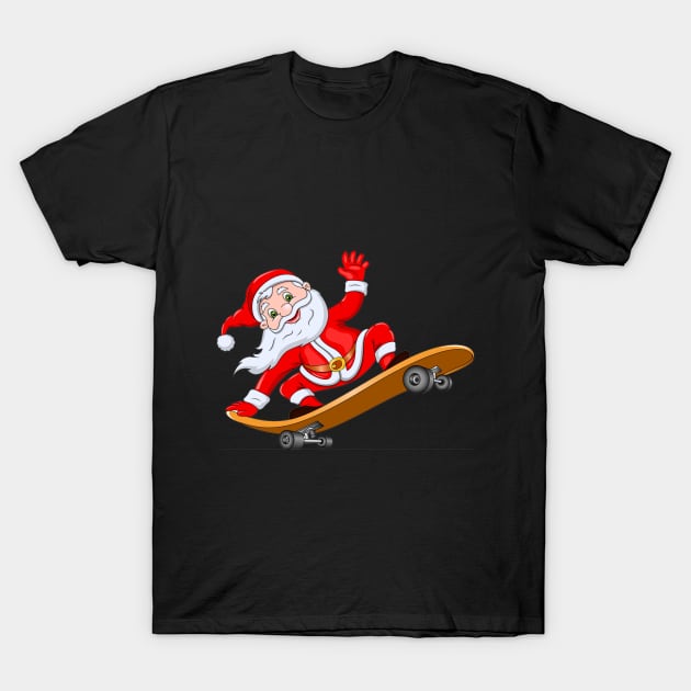 Funny Skateboarding Santa T-Shirt Gift T-Shirt by TeeLovely